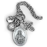 St. Veronica Necklace, Keychain or Clip, Patron Saint Confirmation Gift, Birthstone Crystal and Initial Charm