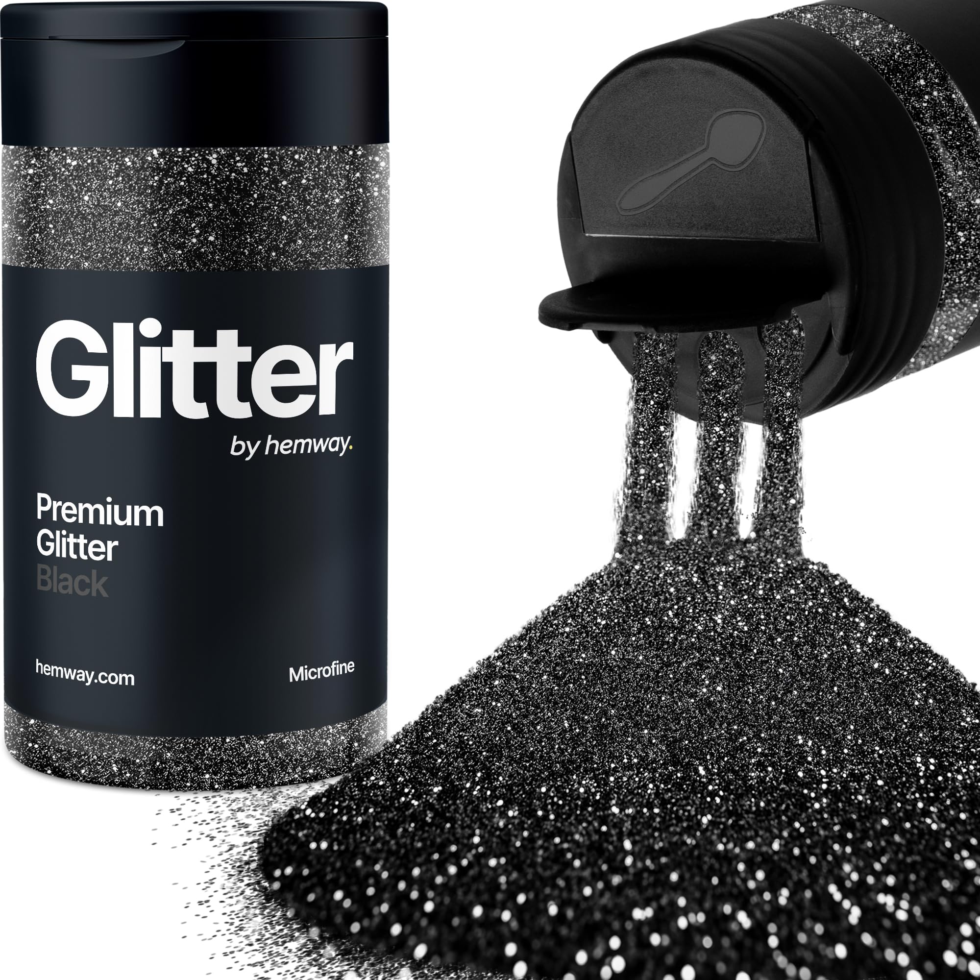 Black Glitter Shaker, 130g Microfine Glitter, Crafts 1/256" Metallic Flake Black Sequins, Resin & Epoxy Crafts, Decorating, Halloween, Christmas Nail, Face, Hemway — image 1