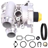 Aluminum Water Pump Kit Compatible with A3 A4 A5 A6 Q3 Q5 TT A4 Allroad | &amp; VW Passat Jetta Golf CC T-iguan GTI Eos Beetle 2.0T TSI Engine，OE 1312460 06H121026DR 06H121026AF 06J121026R Set of 9