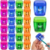 Mr. Pen- Pencil Sharpeners Manual, 24 Pack, Dual Hole, Colorful | Bulk Handheld Pencil Sharpener, Compatible with Standard and Jumbo Pencils, Snap-on Lid, Stainless Steel Blade