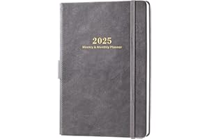 LEMOME 2025 Planner - Weekly & Monthly Planner 2025 with Calendar Stickers, JAN 2025 - DEC 2025, 5.75" X 8.25", Planner 2025 with Premium Thicker Paper, Pen Holder, Inner Pocket and 44 Notes Pages - Gray