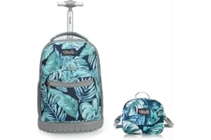 Tilami Rolling Backpack Laptop 18 inch with Lunch Bag, Rainforest