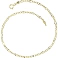 Kooljewelry 10k Yellow Gold Figaro Link Anklet for Women (2.3 mm, 9 inch)