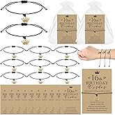 Misdary 25 Sets Sweet 16 Party Favors for Guests Include Wish Bracelets with Crown Adjustable Bracelets with Thank You Cards 16th Birthday Party Favors 16 Years Birthday Supply
