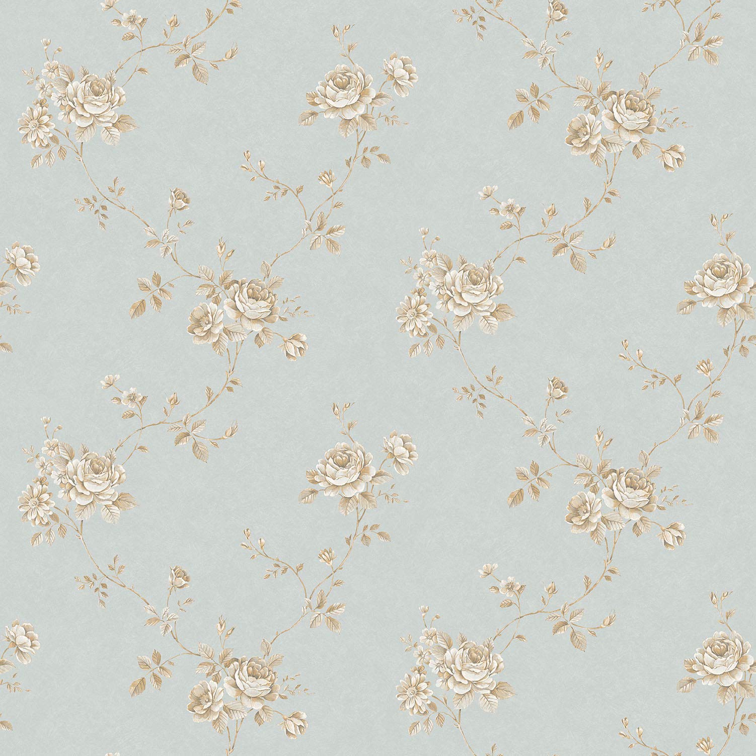 Galerie G67632 Palazzo Small Rose Trail Design Wallpaper, Cream/Blue, 10m x 53cm