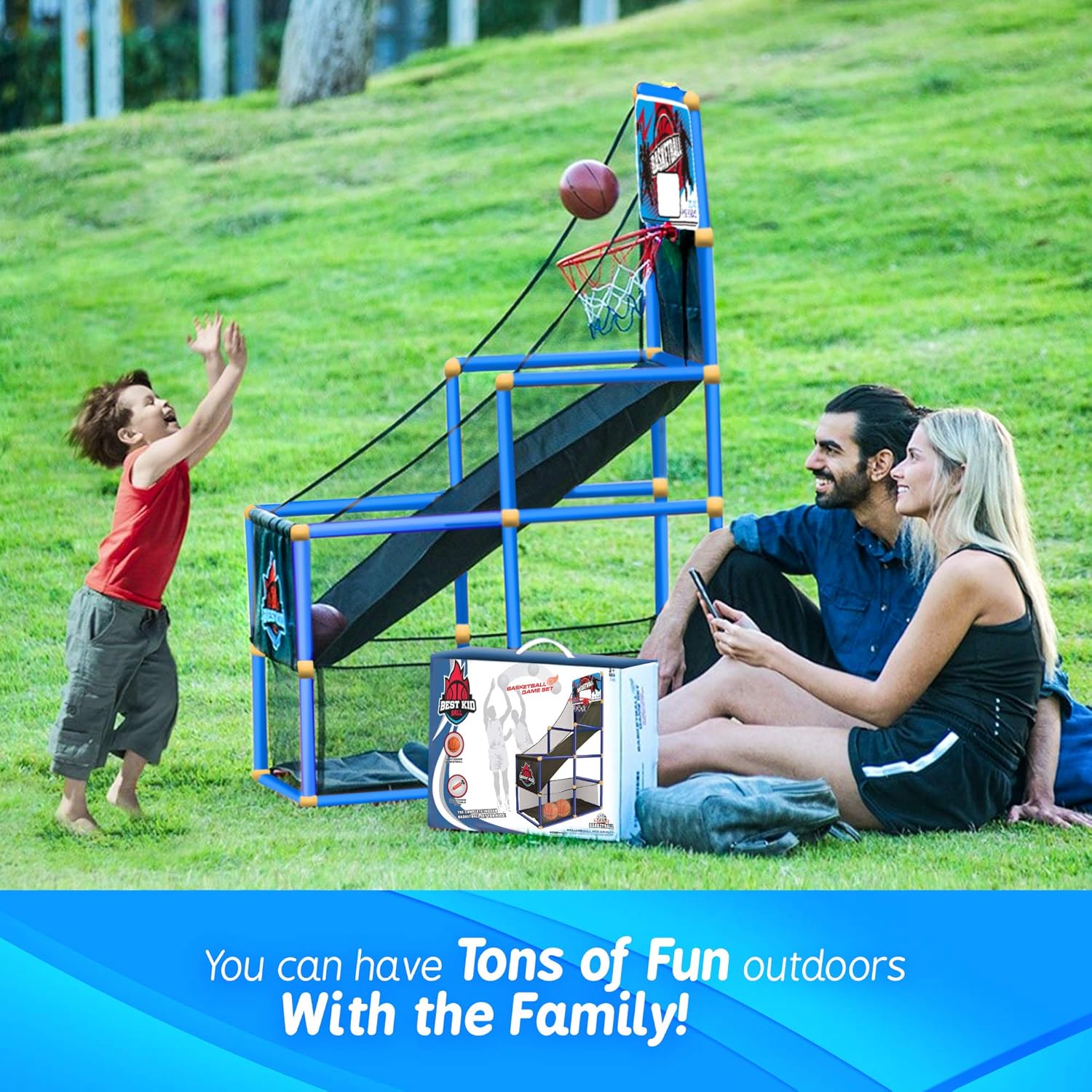 Arcade Blue Basketball Hoop Game by BestKidBall – Basement Toys – Basketball Hoop for Kids – Basketball Game with Hoop Training System – Kids Indoor Sports Toys – Fun and Entertaining: Toys & Games