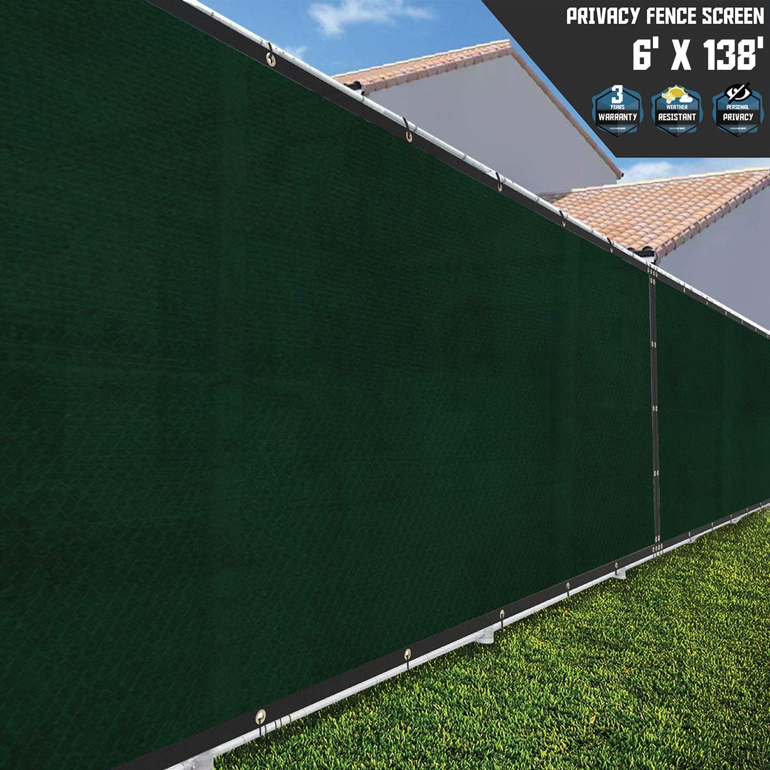 TANG Sunshades Depot 6'FTx138'FT Green Privacy Fence