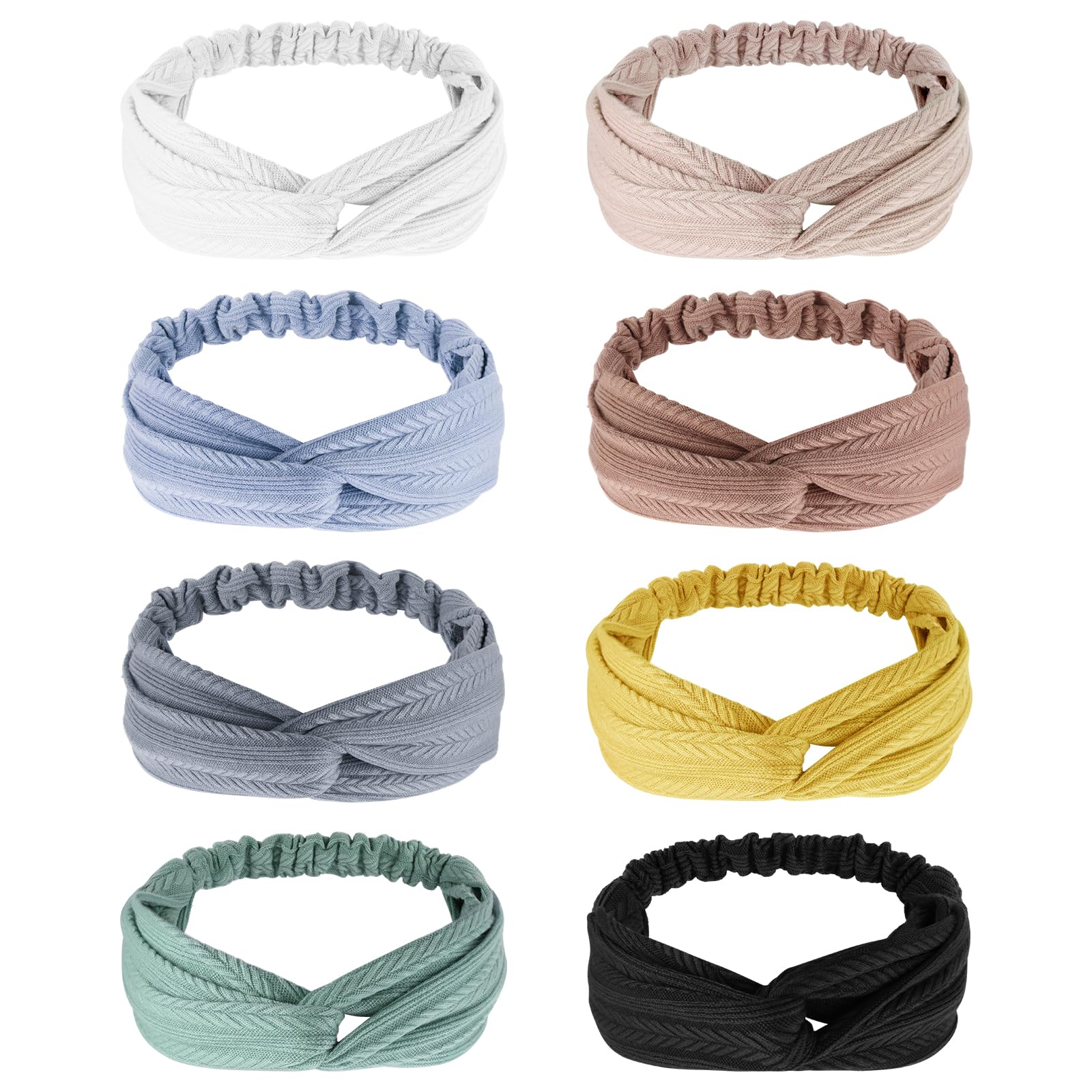 Photo 1 of AQOKKA Elastic Knotted Headbands for Women Wheat Pattern Cloth Head Hair Bands for Women's Hair Non Slip Boho Wrap Twisted Hair Accessories