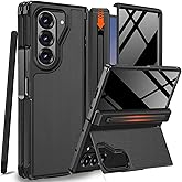 NINKI for Samsung Galaxy Z Fold 7 Case with S Pen Holder & Stylus and Invisible Kickstand,Built in Privacy Screen Protector and Hinge Phone Cover for Samsung Z Fold 7 Case with Slim S Pen Slot – Black