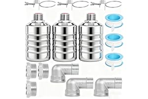 GEKUFA Automatic Water Level Control Float Valve 1/2" & 3/4", 3 Packs Stainless Steel Water Float Valve for Water Tank, Livestock Trough, Aquarium, Pool – No Electricity Required, Auto Shut-Off