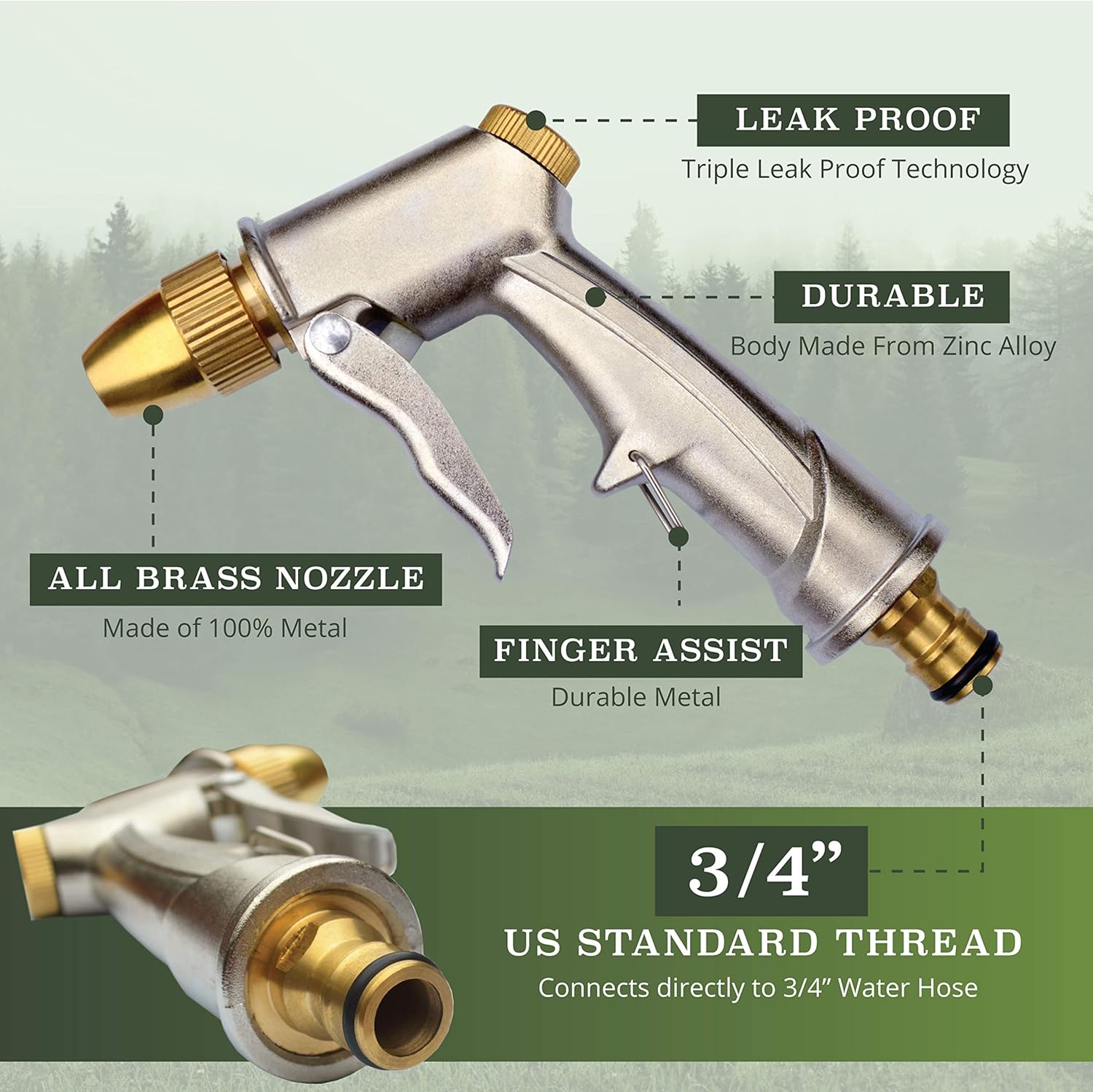 Chalupa Hose Spray Nozzle, High Pressure and Lightweight Garden Hose Nozzle with Finger Assist Lock for Easy Watering and 8 Spray Patterns. Perfect for car Washing, Watering Vegetables and Lawn : Garden & Outdoor