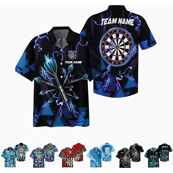 Custom Dart Themed Hawaiian Shirt - USA Map Design, Button Up For Men & Women - View #9