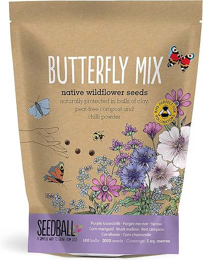 Seedball Butterfly Mix Seed Bombs 100 Pack Wildflower Seeds