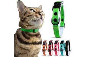 OutdoorBengal Green Cat Collar Breakaway, Soft Padding for Medium to Large Cats - Durable Heavy Duty Tactical Fabric, Comfortable, Quick Release Breakaway Cat Collars, No Bell Collar (Green, Adult)