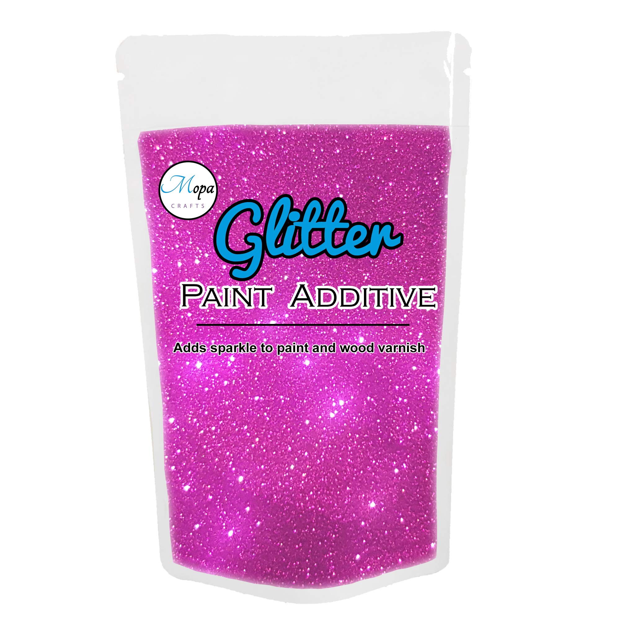 Mopa Crafts Hot Pink Glitter Paint Crystal Additive 100g for Emulsion Paint - for use with Interior/Exterior Wall, Ceiling, Wood, Metal, Varnish, Dead Flat, Matt, Soft Sheen or Silk Paints