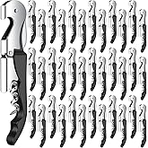 Waiter Corkscrew Wine Openers Heavy Duty Hinges Wine Key Bottle Opener All in One Double Hinged Waiter's Corkscrew with Foil Cutter Wine Tools for Bartenders Servers Sommelier (Black, 60)