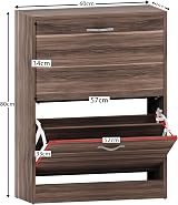 Vida Designs Walnut Shoe Cabinet 2-Drawer Slim Storage Hallway Unit view 3