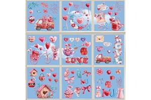FETIWILSO 78 PCS Valentine's Day Window Clings, 9 Sheets Window Clings for Glass Window, Valentines Window Decals Stickers with Hearts Cupid Flowers Love for Valentines Wedding Anniversary Party Decorations