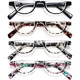 EYEURL Half Frame Reading Glasses for Women-4 Pack Blue Light Glasses Fashion Computer Readers for Women Anti UV Ray Eyeglasses with Spring Hinges,1.75