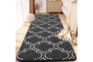 HOMORE 2x6 Runner Rug, Long Shag Area Rug for Bedroom Living Room Couch Hallyway, Super Soft Memory Foam Rugs for Kids Nursery Dorm, Gray/White
