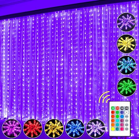 Led Curtain String Light 16color Changing Curtain Lights Romote Control Usb Plug Background Colorful Window Lights 9 8x9 8ft For Wedding Party Bedroom Wall Drop Decoration Rgb Window Lights Seasonal Lighting Home Kitchen
