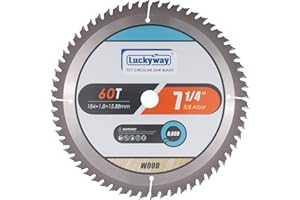 Luckyway 7-1/4 Inch 60T Finish with 5/8 Inch Arbor TCT Circular Saw Blade for Cutting Wood