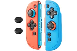 FANPL Silicone Case for Nintendo Switch 2 Joycon Controller, Protective Cover for Joycon 2 Soft Shell with 2 Thumb Grips, Comfortable Ergonomic & Easy Installation -Thickened Version (Neon Red-Blue)