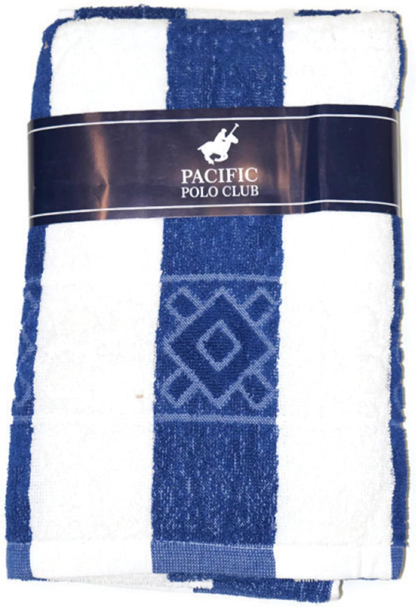 Pacific Polo Large Beach Pool Bath Cabana Stripe Towel Cotton Navy