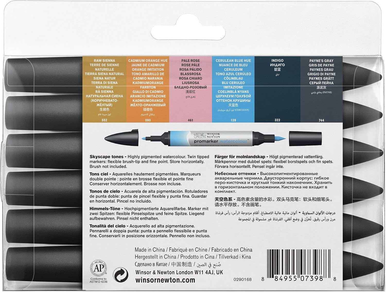 Winsor & Newton : Watercolour Marker : Set of 6 Skyscape Tones, Multicolour, 6 count (Pack of 1) - Image 4