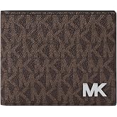 Michael Kors Men's Slim Billfold, Silver-Tone Tonal Hardware/MK Signature Black, Brown/Black