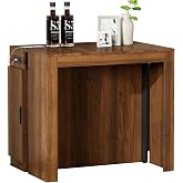 Extendable Dining Table for 2-12 People with Outlet &amp; Storage, Walnut | Expandable Design, Built-In Leaf Storage &amp; Power Outlet, Thanksgiving &amp; Gatherings, Apartment Friendly