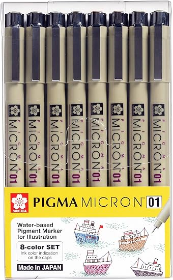 Amazon Com Sakura Pigma Micron Line Drawing 8 Color Pens Set