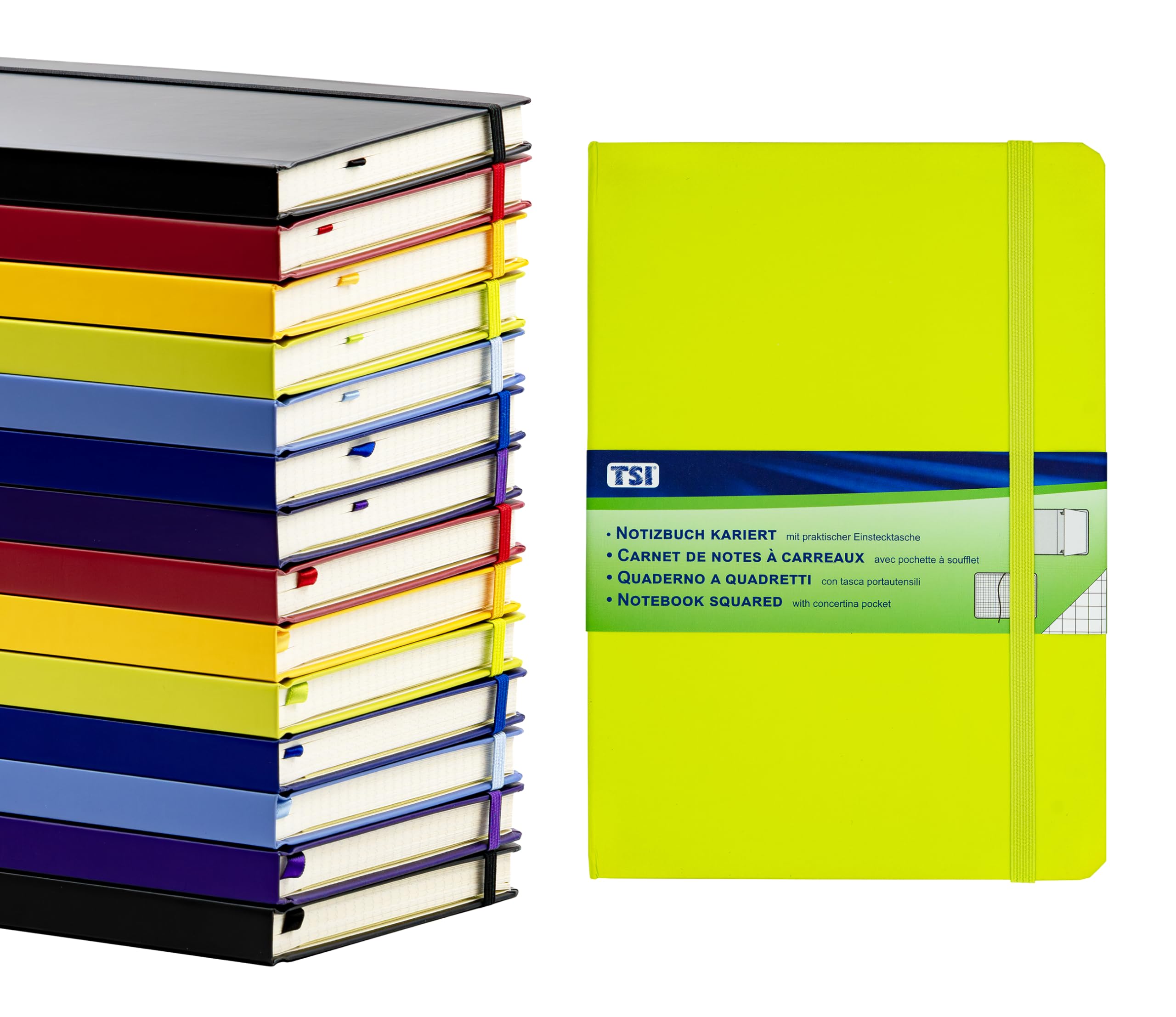 TSI 63555-GN Notebook A5 Green Squared with 192 Pages