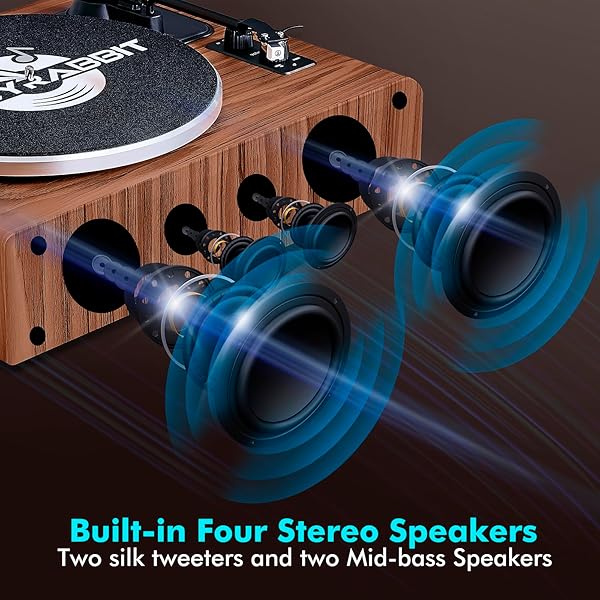 VINYL RECORD PLAYER WITH SPEAKERS,HIGH FIDELITY TURNTABLES FOR VINYL RECORDS WITH MAGNETIC CARTRIDGE AT-3600L,BLUETOOTH PLAYBACK BUILT-IN PHONO PREAMP,BELT DRIVE 2-SPEED (HP-H2410)