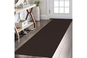KOZYFLY Washable Runner Rug 2x6 Ft Runners for Hallways Non Slip Kitchen Runners Braided Cotton Entryway Runner Indoor, Carpet for Hallway Kitchen Entryway Bedroom, Dark Coffee/Brown