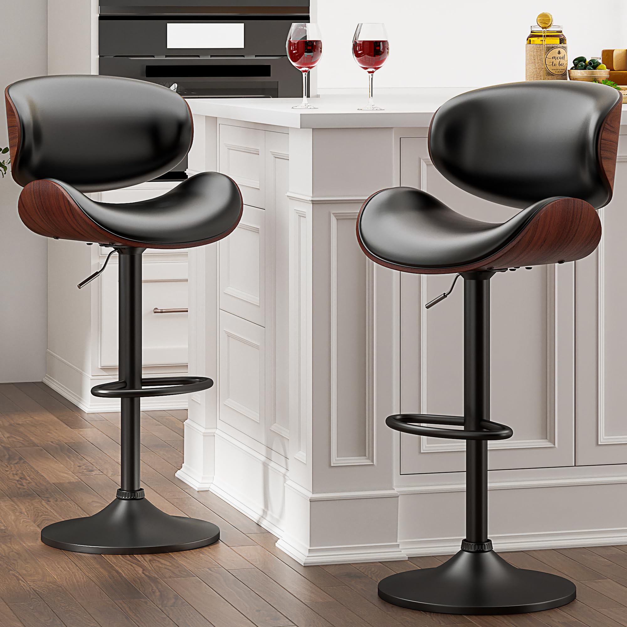 YaFiti Bar Stools Modern PU Leather Adjustable