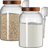 Wissy&Konny 1 Gallon Glass Jar with Lid 2Pack, Borosilicate Large Glass Flour Sugar Storage Containers for Tea,Cereal, Egg and More,Leak-proof Screw Lid (2 Spoons)