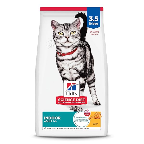 HILL’S SCIENCE DIET INDOOR, ADULT 1-6, EASY LITTER BOX CLEANUP, DRY CAT FOOD, CHICKEN RECIPE, 3.5 LB BAG