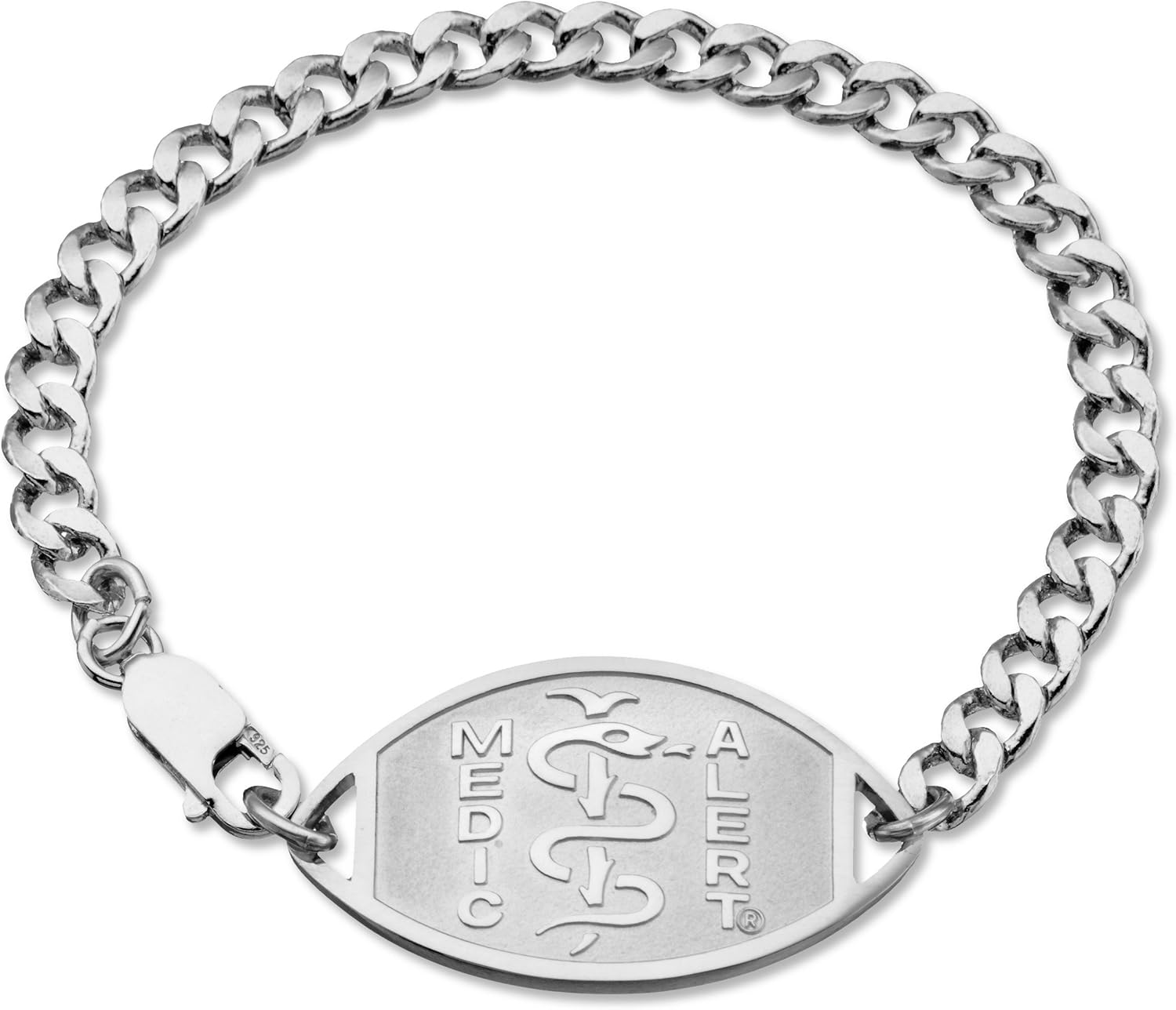 Rhodium Coated Sterling Silver Medical ID Bracelet by