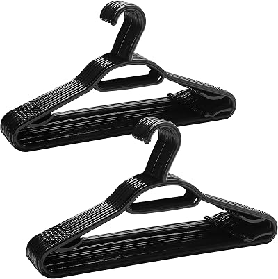 KEPLIN 60 Pack 5-in-1 Hangers Black Non-Slip Tie Bar Notches Coat Hangers