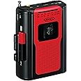 Jensen Retro Portable AM/FM Radio Personal Cassette Player Compact Lightweight Design Stereo AM/FM Radio Cassette Player/Recorder & Built in Speaker (Red)