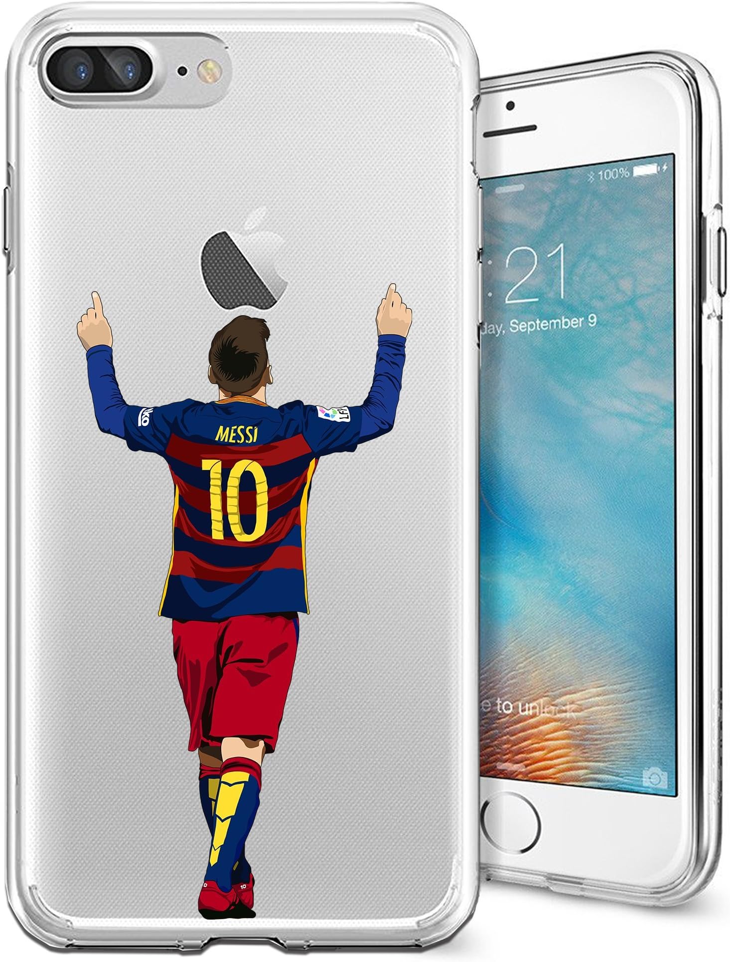 iPhone 7 Plus Case, Chrry Cases Ultra Slim [Crystal Clear] [Soccer Series] Lionel Messi Soft Transparent TPU Case Cover for Apple iPhone 7 Plus (5.5) - Leo Messi