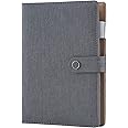 CAGIE Spiral Leather Journal Writing Notebook, 6 Ring Binder Refillable Diary Notepads, Vintage Business Planner Personal Organizer, Agenda for Men Women, Grey
