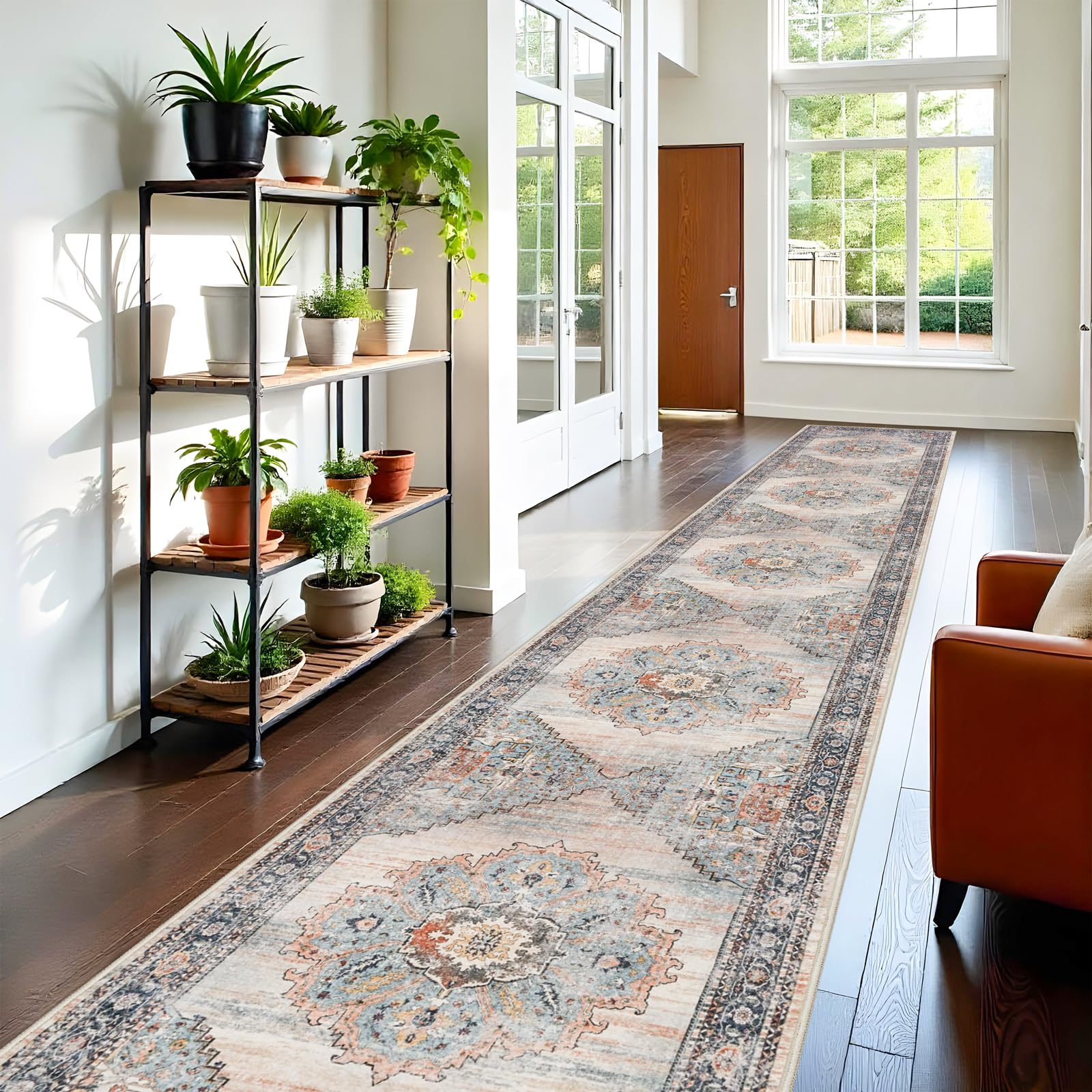 Photo 1 of TOPRUUG Washable Runner Rug 3x14 - Hallway Runner Rug Kitchen Rugs and Mats Non Skid Washable Waterproof Carpet Runner for Living Room Bedroom Bathroom (Blue, 3X14)