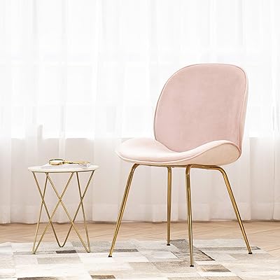 Art Leon Velvet Chair, Mid Century Modern Upholstered Blush Pink