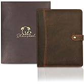 DHAMPOOH Genuine Leather Portfolio – Brown Professional Organizer & Resume Folder, Antique Leather Business Document Padfolio with Writing Pad, Ideal Gift for Men & Women