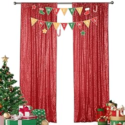 Sugargirl Red Sequin Backdrop Curtain 2 Panels