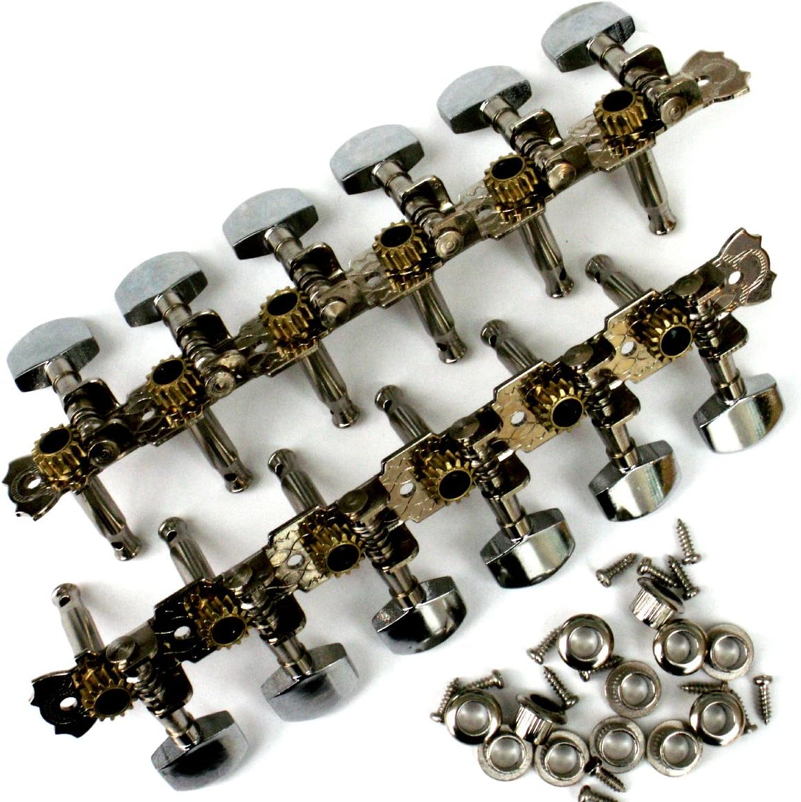 12 string guitar machine heads chrome buttons and ferrules for solid