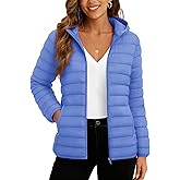 TACVASEN Women's Lightweight Puffer Jacket with Hood Pockets Quilted Padded Full-zip Water-Resistant Winter Coat