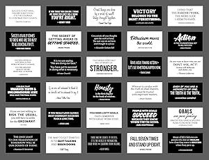 Focus and Zeal Motivational and Inspirational Success Quote Cards in Black and White by Historically Famous Leaders and Innovators - Business Card Size, 30 pcs